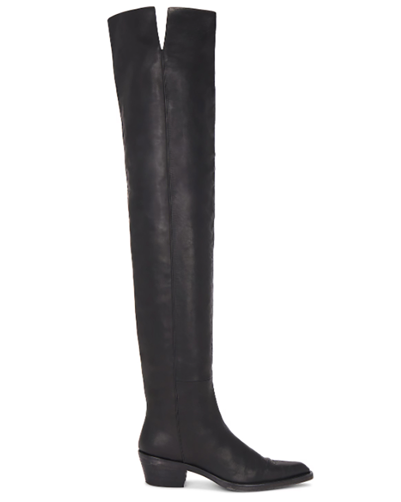 over the knee boots black leather heel Khaite