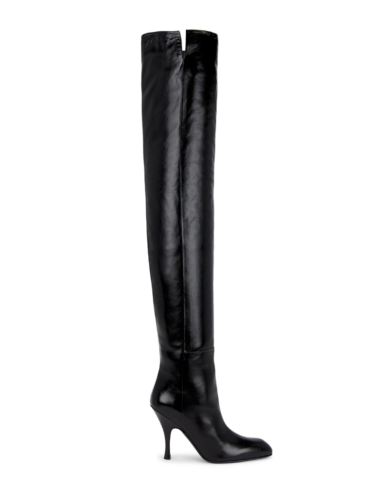 over the knee boots black leather heel Khaite