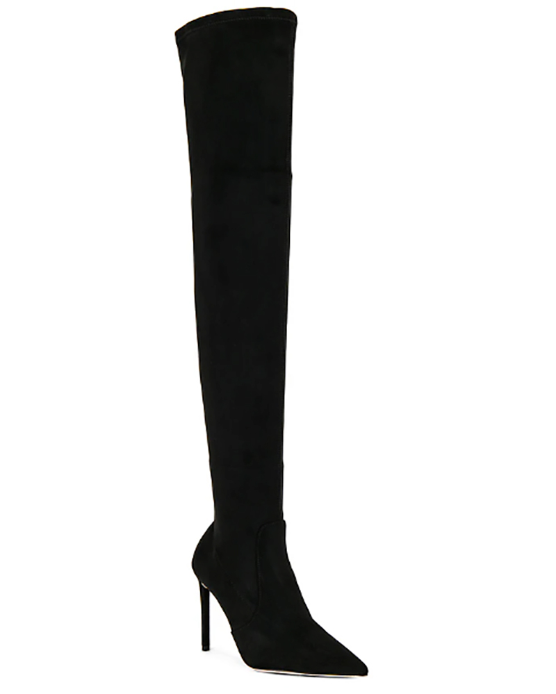 thigh high boots black suede high heel best seller
