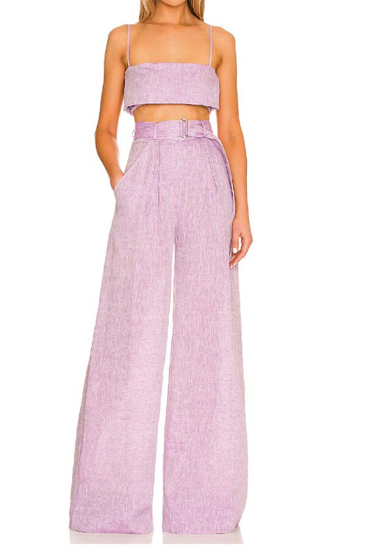 wide leg pants crop top matching set pink Revolv