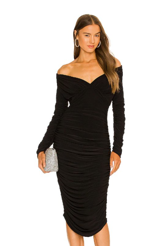 elegant outfit for wedding guest black dress