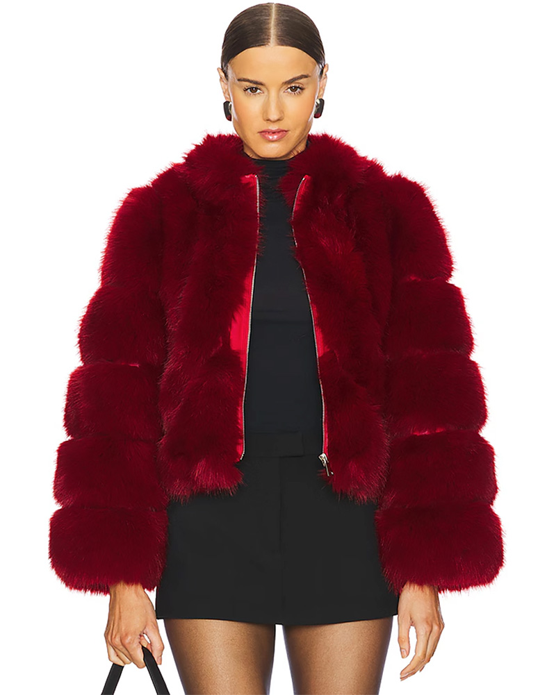 best red winter coat womens faux fur long