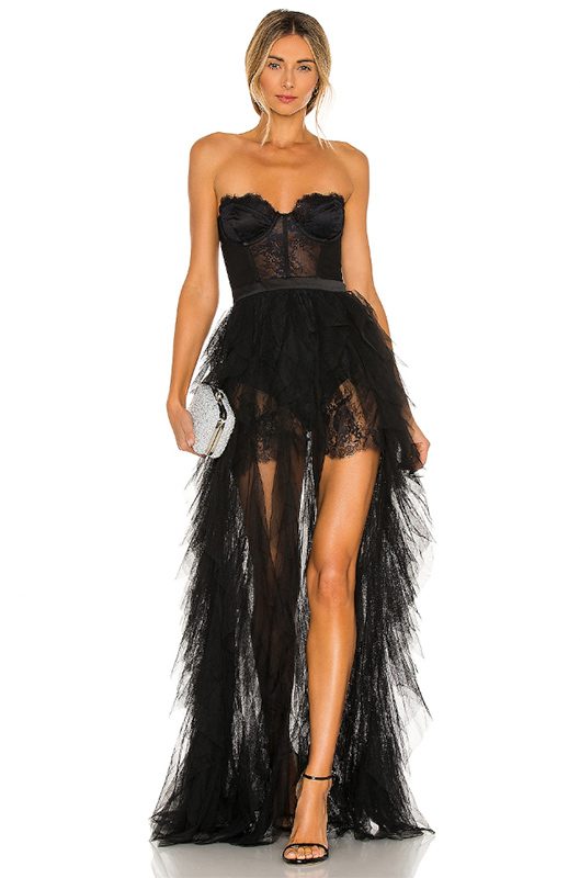 sheer dress black gown bustier tulle