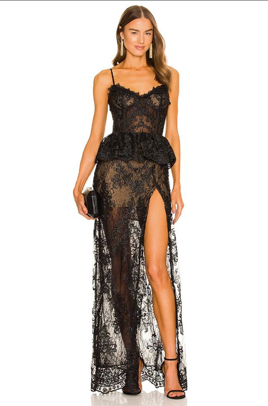 black sheer dress lace gown