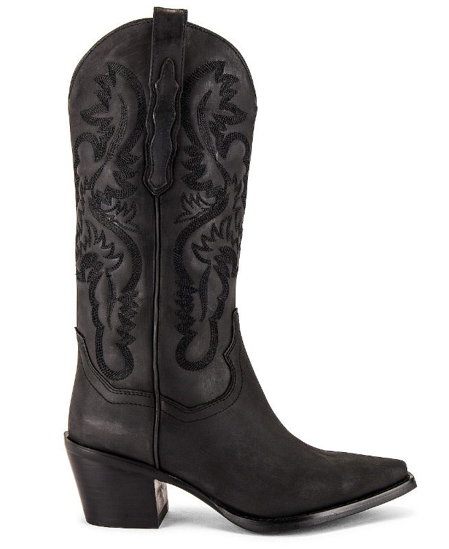 womens black cowboy boots tall embroidered