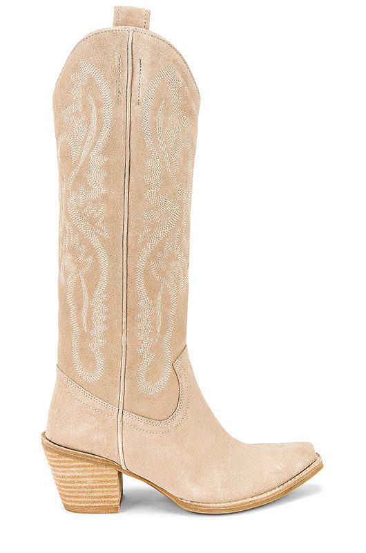 womens cowboy boots suede tall beige heel