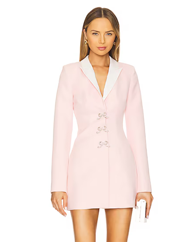 pink blazer dress crystal bows