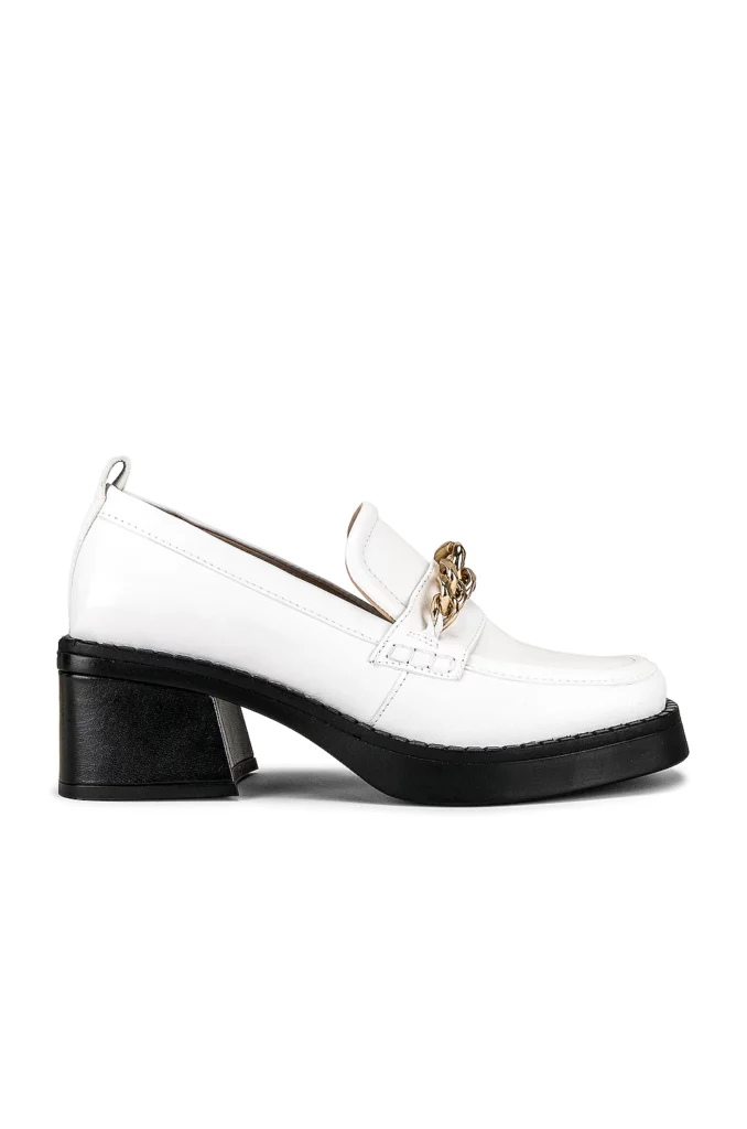 platform loafers white gold chain
