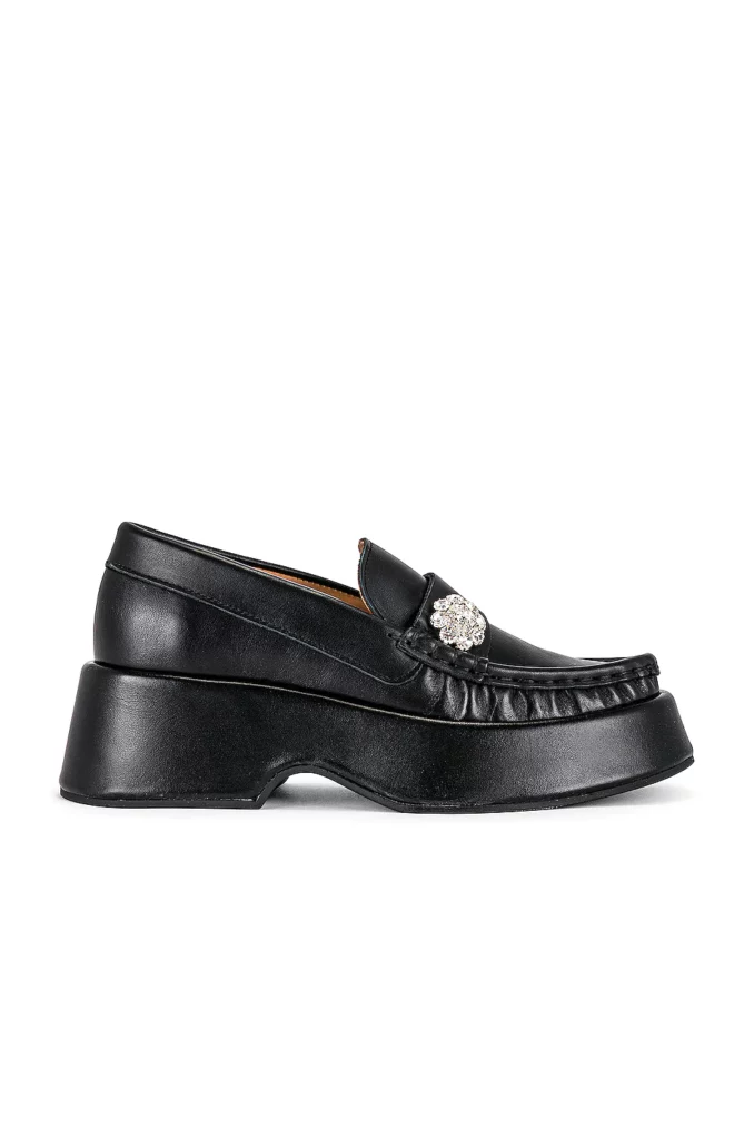 chunky flatform loafers black