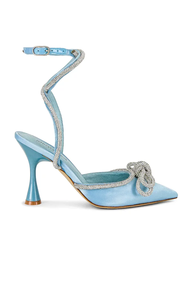 crystal mules blue heels