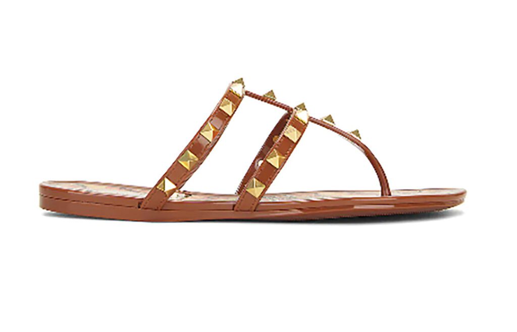 designer gladiator sandals womens Valentino Garavani tan gold stud