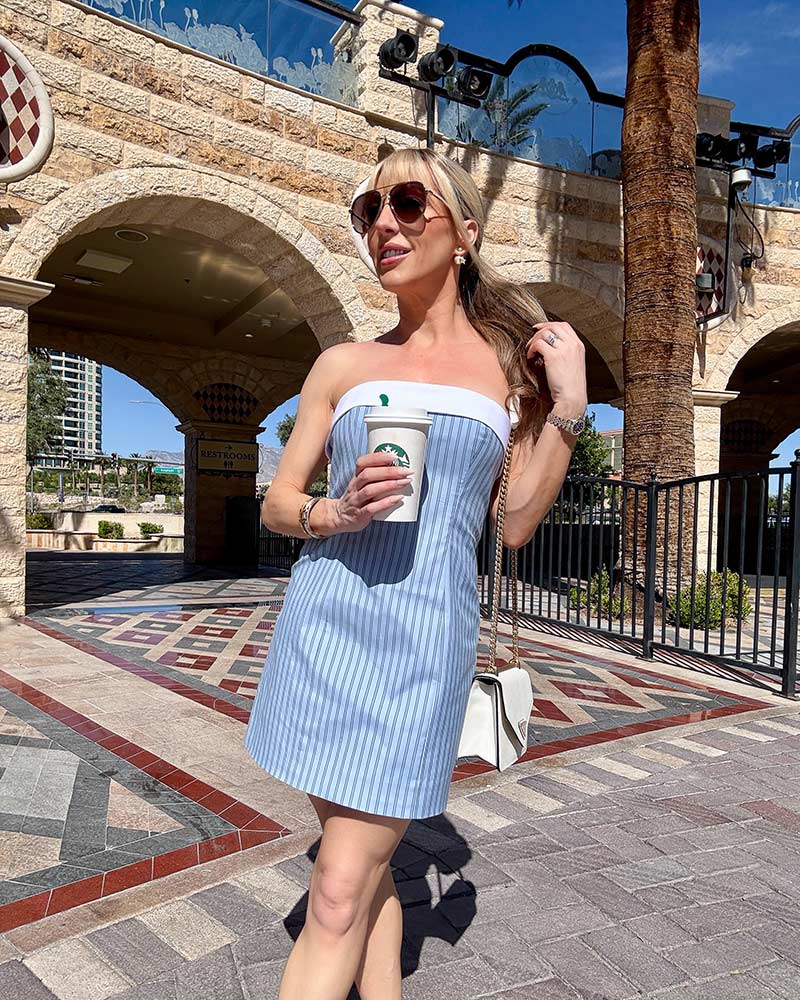 lovers friends mini dress blue white stripes