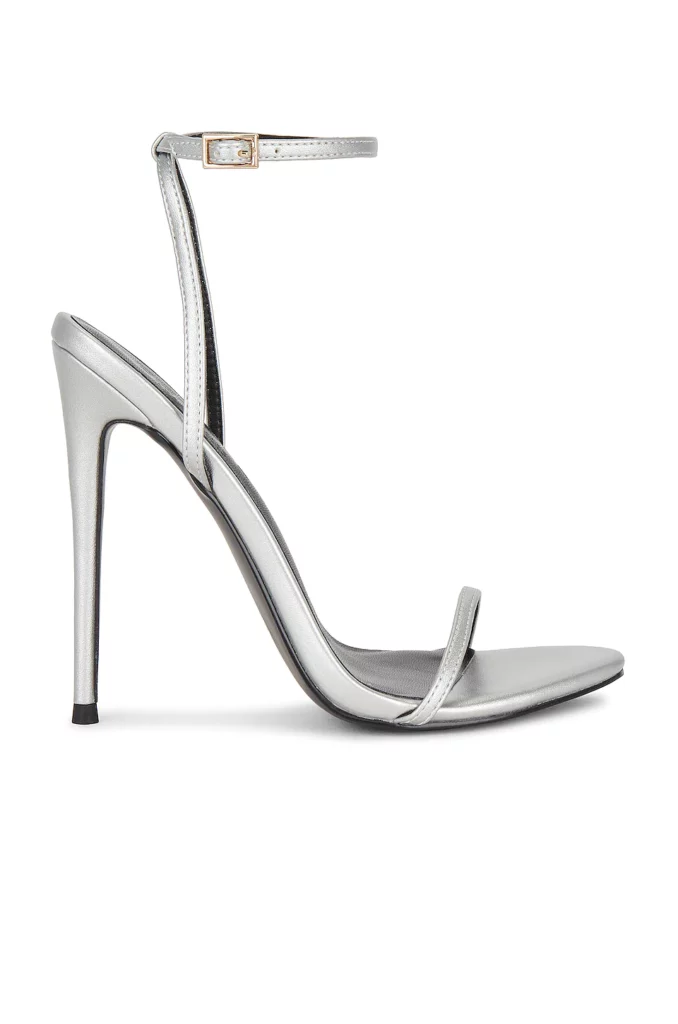 party heels silver strappy vegan