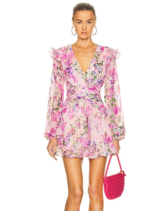 spring dress pink mini floral trend 2023