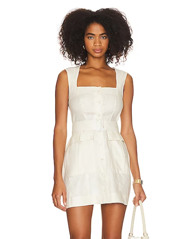 spring fashion 2024 apron cargo dress white short