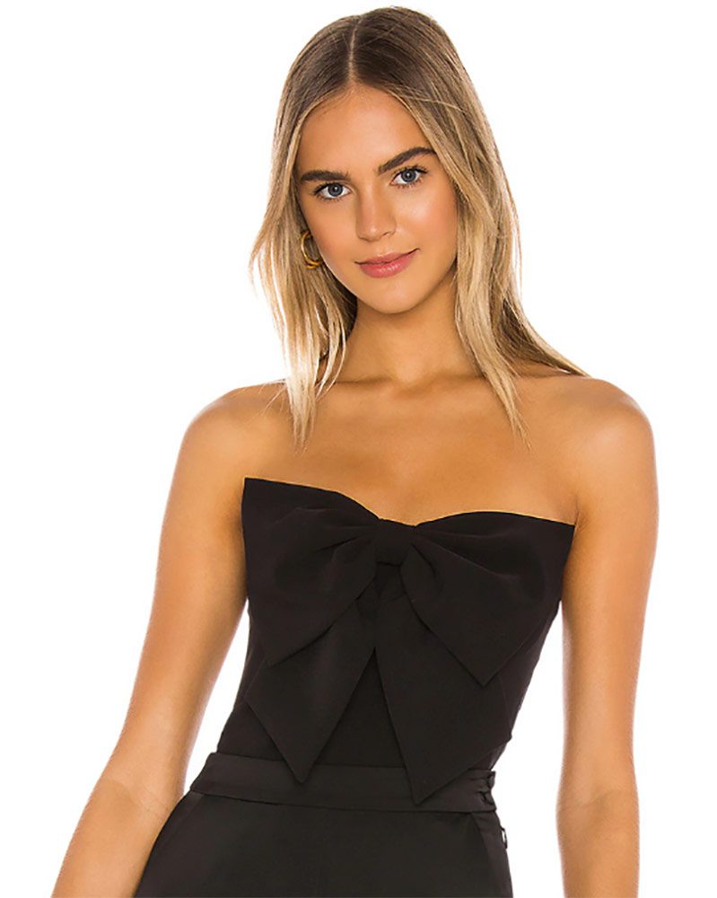 NBD clothing black bustier top strapless