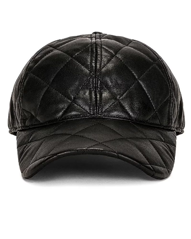 black leather baseball cap 