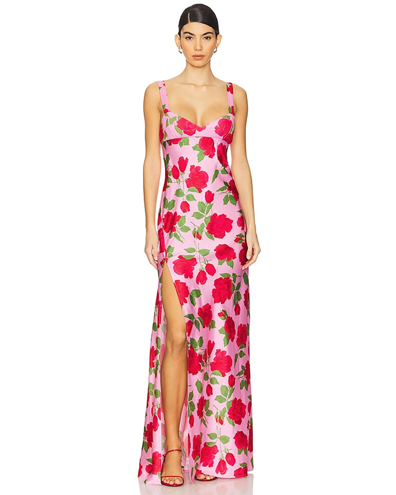 kentucky derby dress run roses red pink maxi