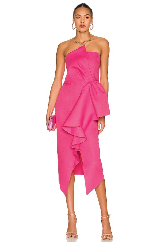 horse racing dress 2023 strapless pink midi elegant