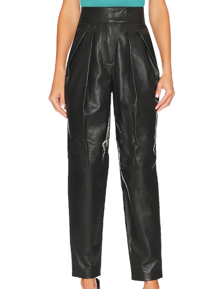 L'Academie black leather pants womens fashion