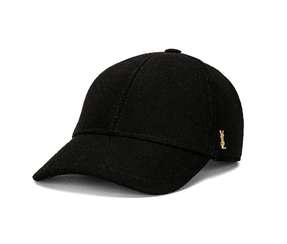 saint laurent womens baseball cap black gold logo