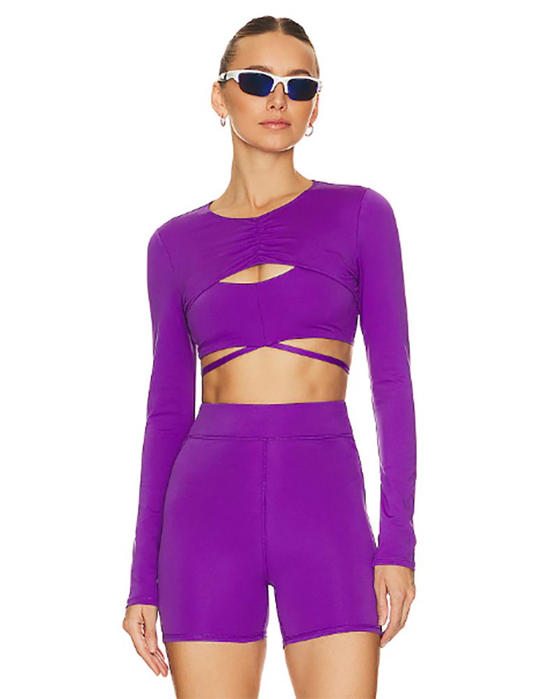 sext workout outfit cute matching shorts sports bra set purple 