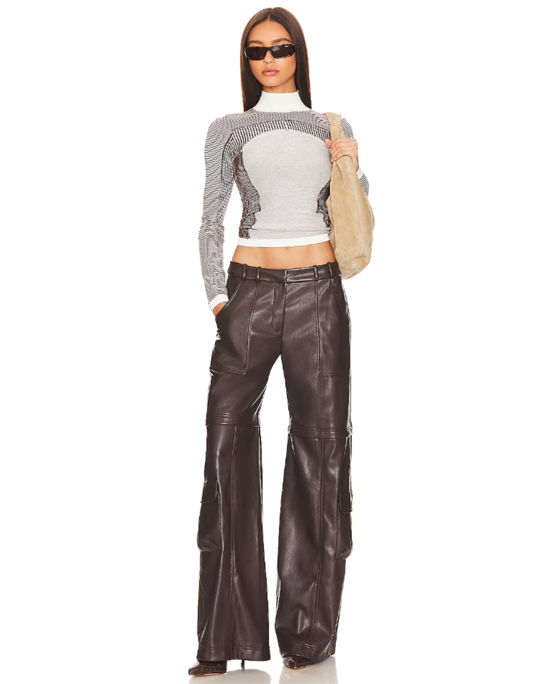 wide leg pants brown leather cargo womens fashion Revolve