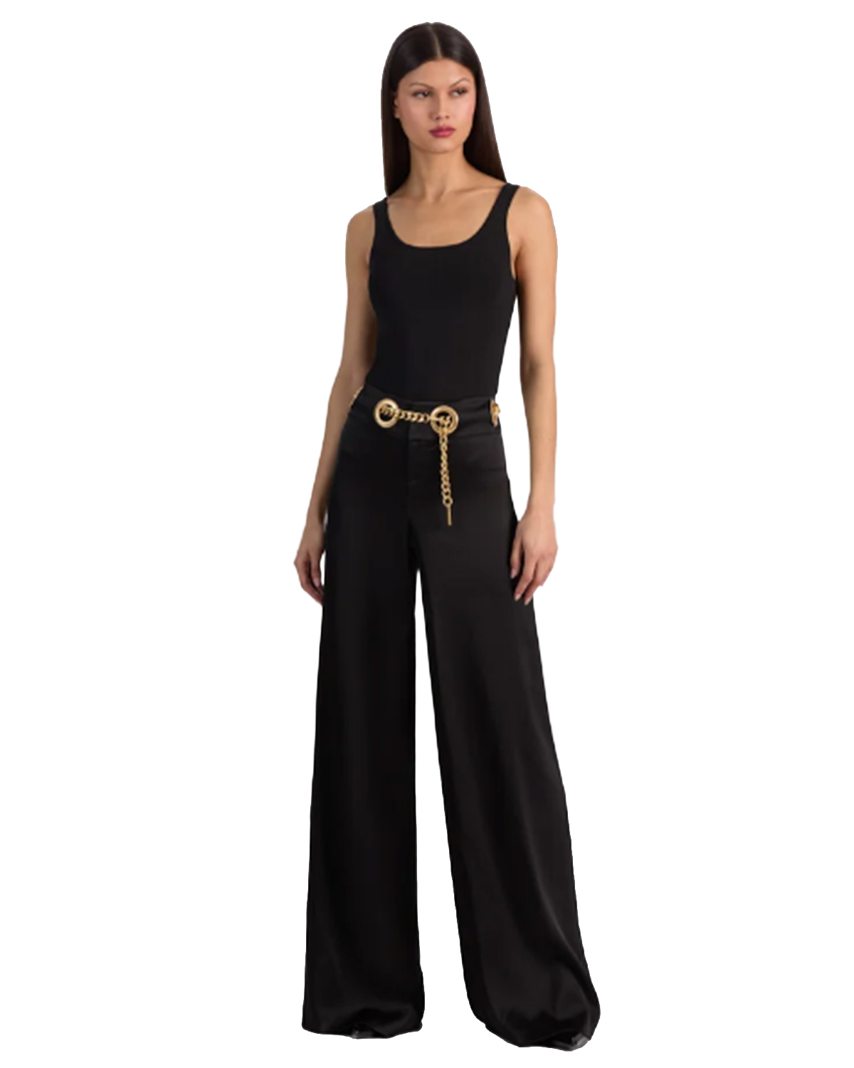 womens wide leg pants black alice olivia