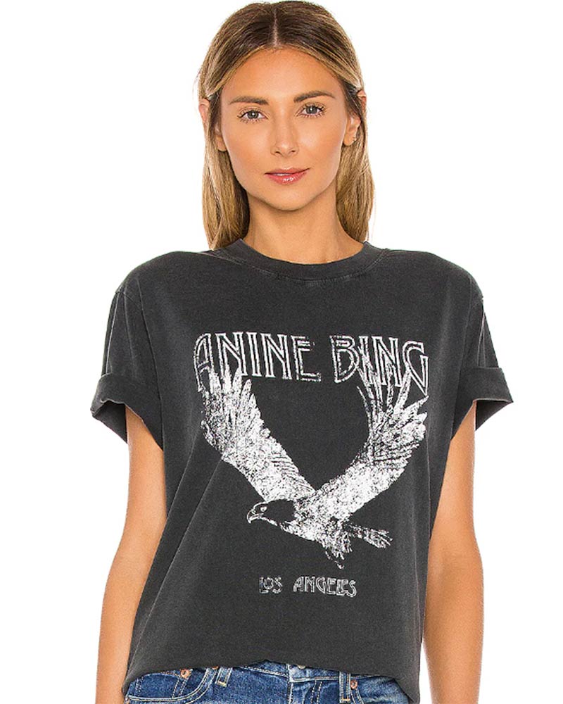 anine bing t shirt grey washed eagle womens