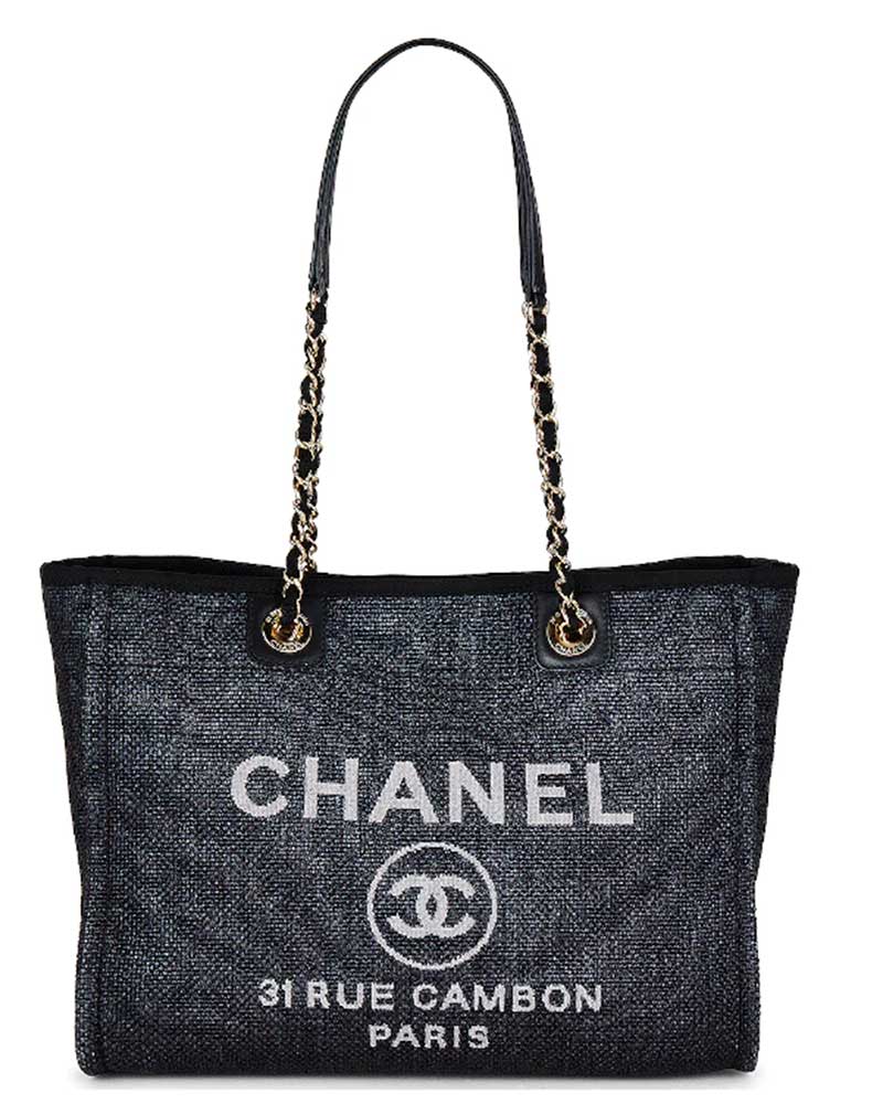 chanel deauville tote bag black material