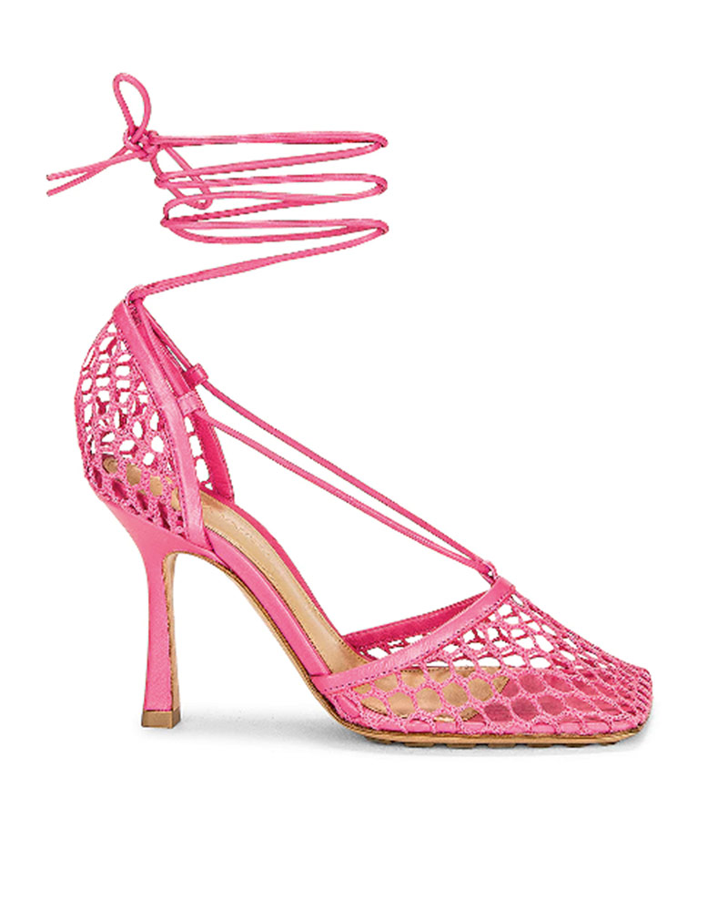 pink high heels womens mesh bottega veneta