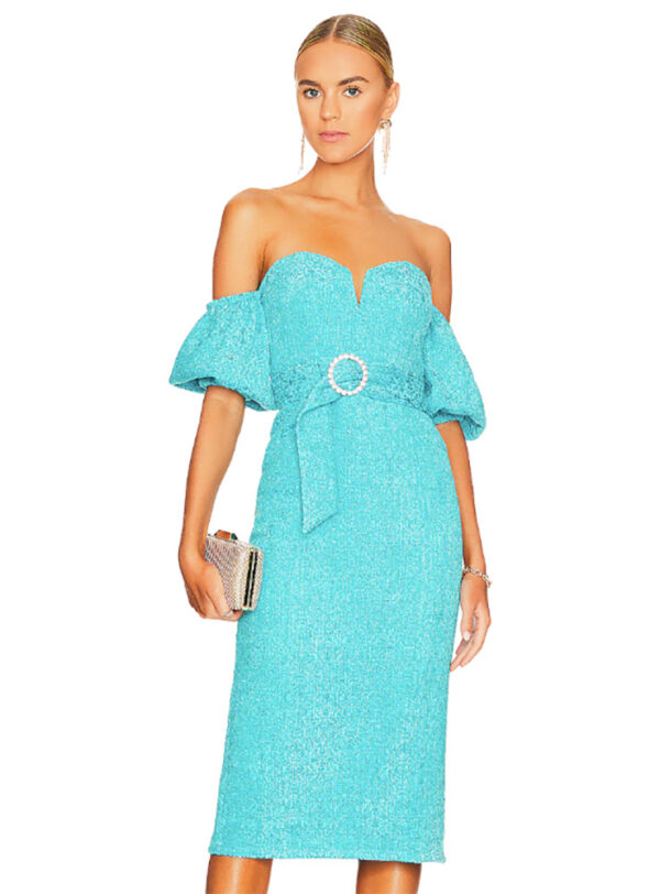 Brushed Woven Jacquard Quilted Wrap Dress