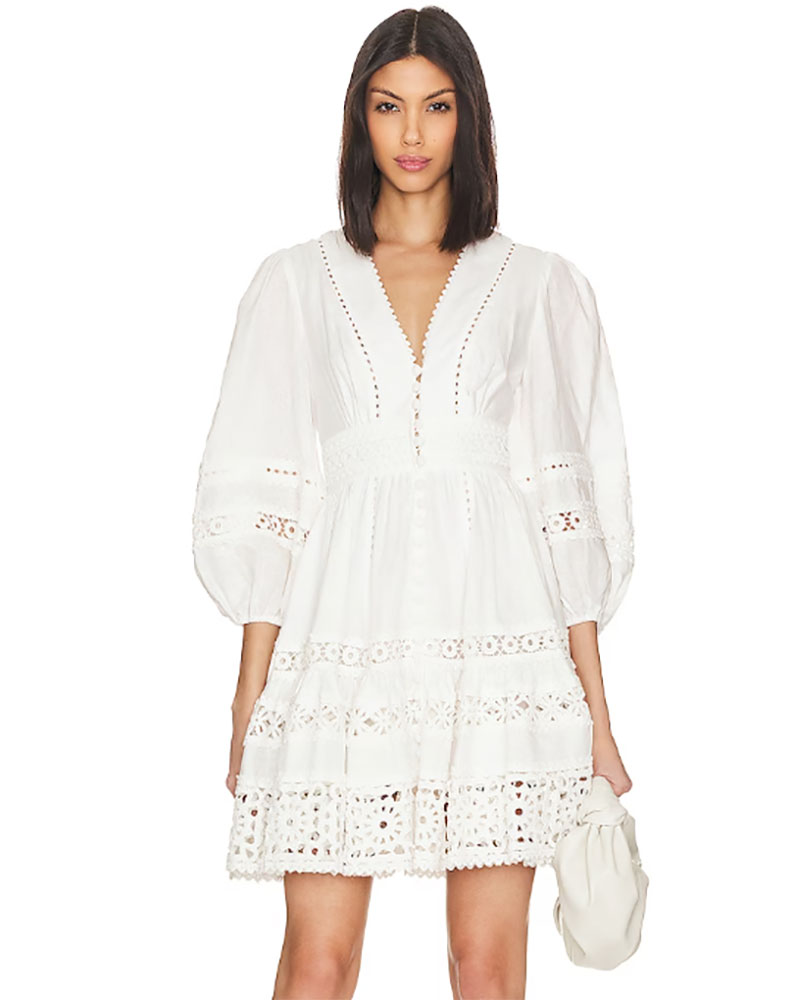 Zimmermann white dress mini long sleeves