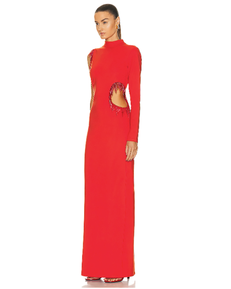 winter fashion trend 2024 red dress maxi