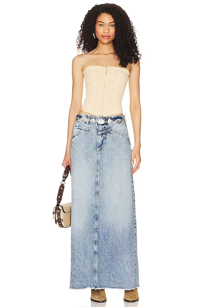 are denim maxi skirts in style 2023