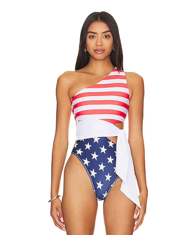 july 4 swimsuit women american flag red white blue