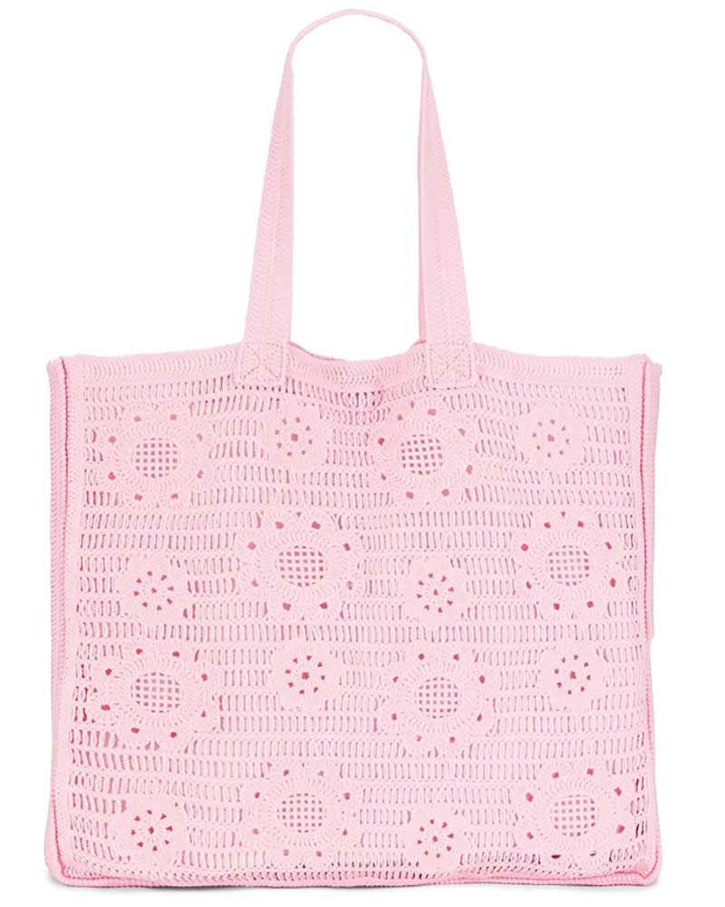 pamela anderson frankies bikinis tote bag pink crochet