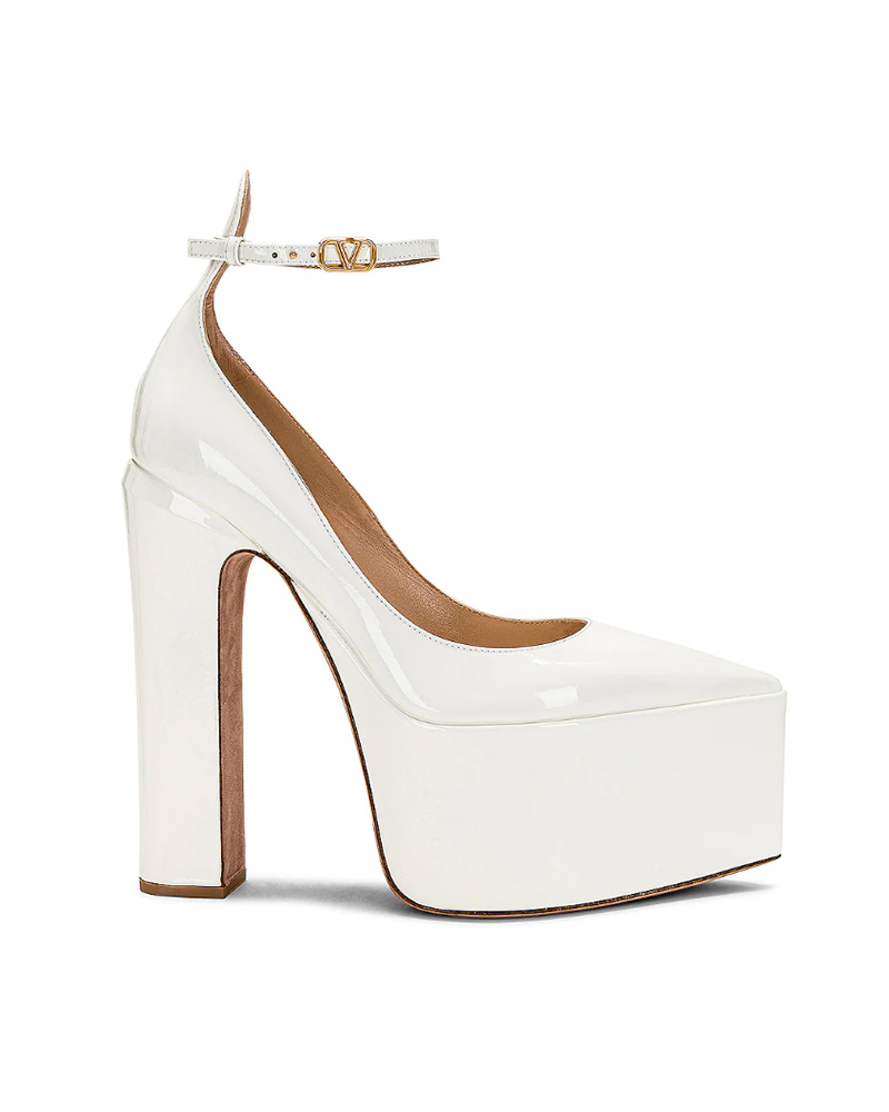 white platform shoes pointed toe heels valentino