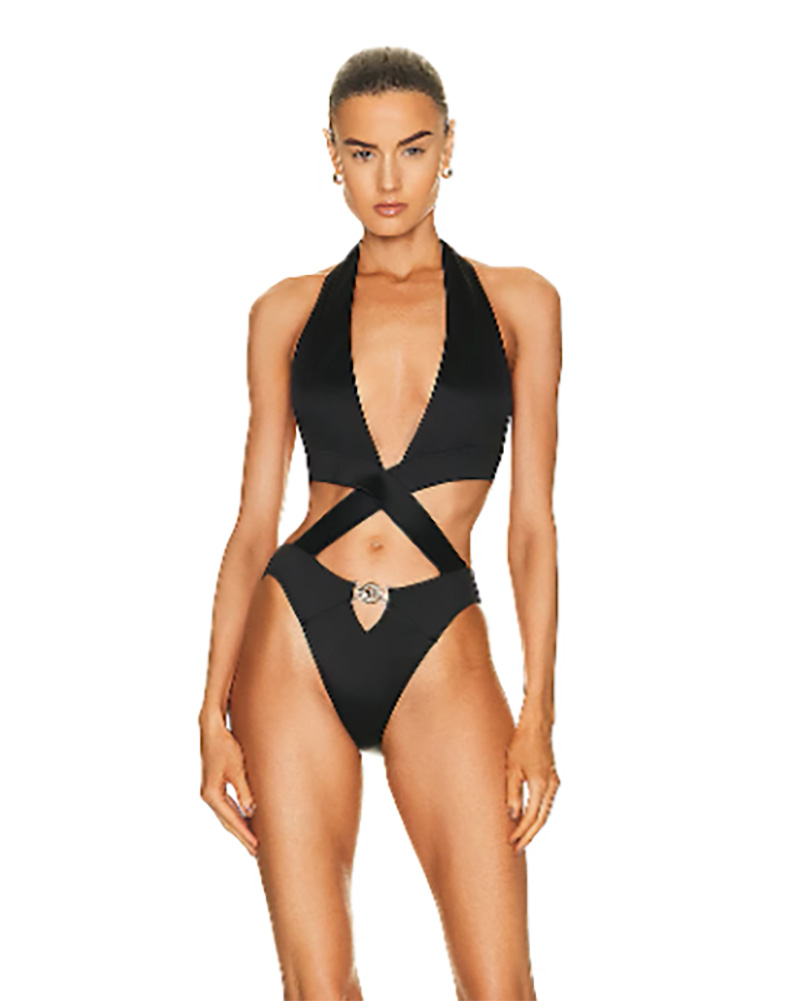 designer swimsuit black one piece Versace