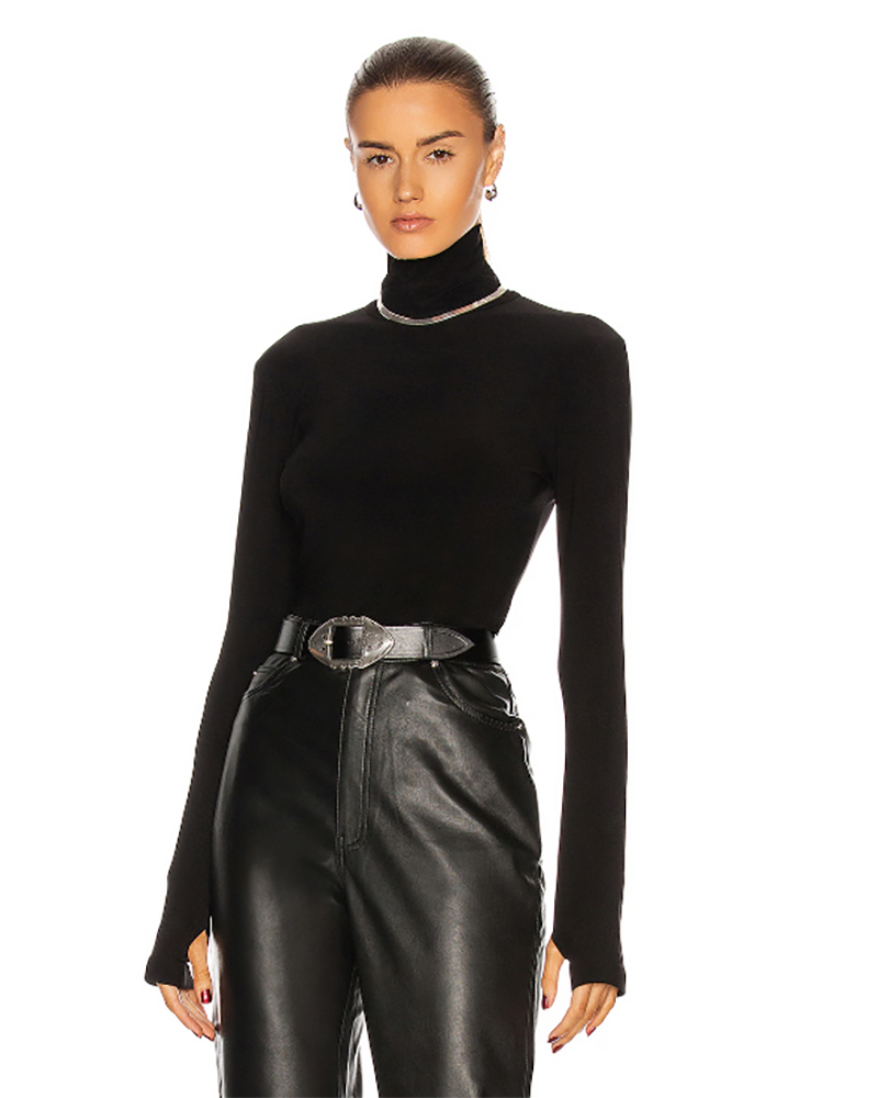 fall winter 2024 fashion trends fitted turtleneck top black