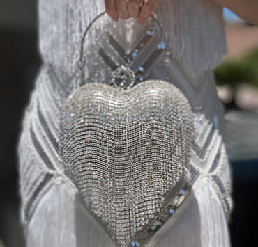 heart bag silver crystal