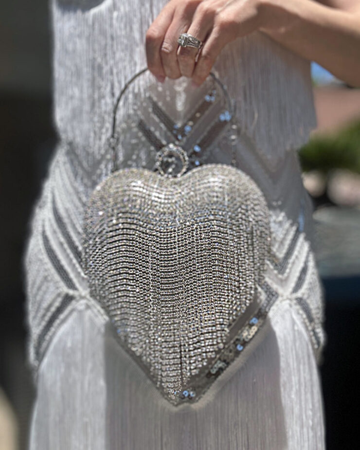 heart bag silver crystal