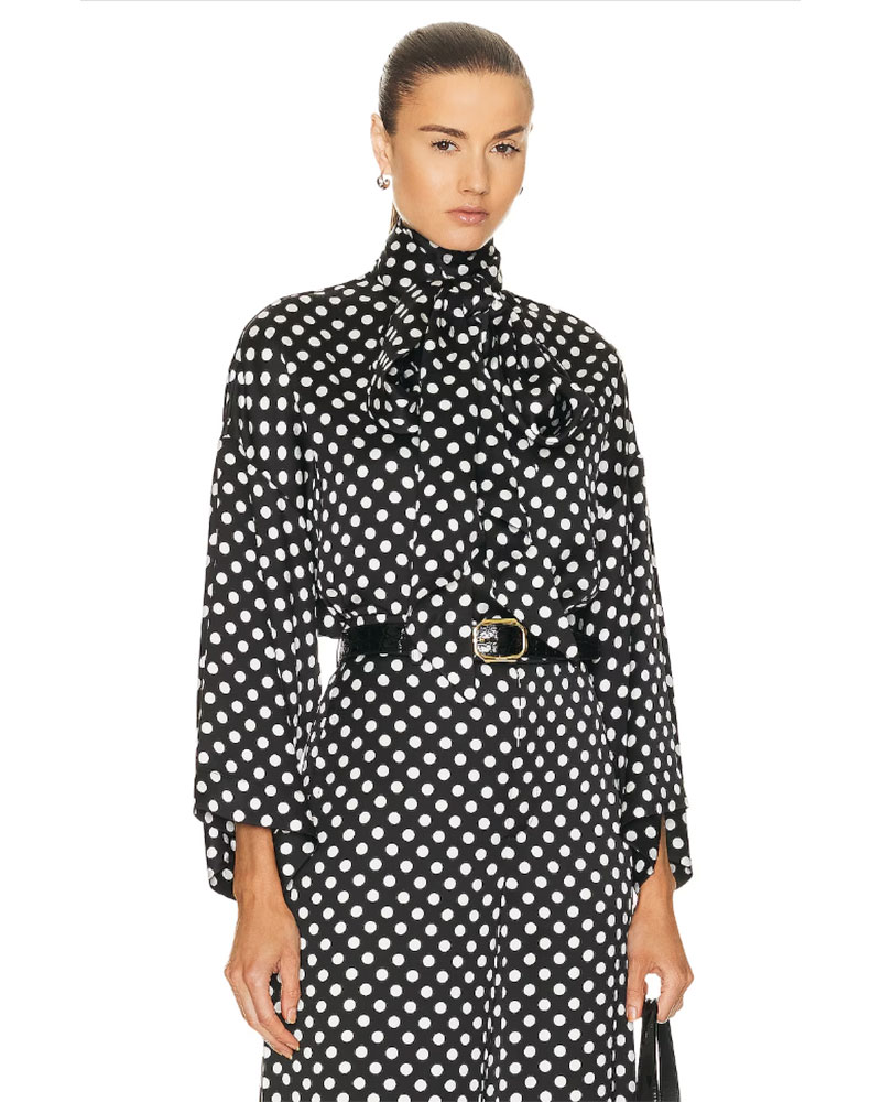 womens winter fashion saint laurent polka dot outfit
