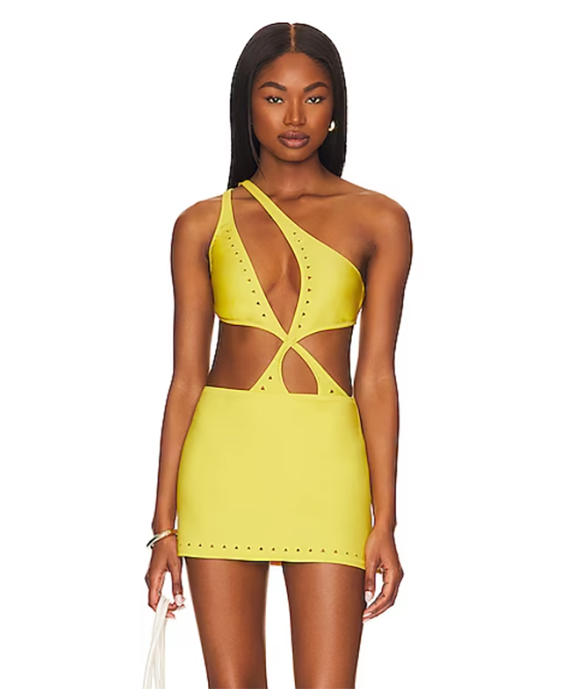 swimsuit with coverup swim skirt yellow