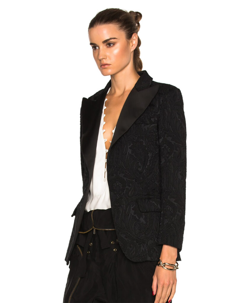 2026 winter fashion trends black brocade blazer