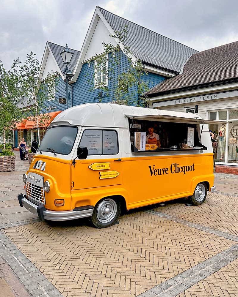 bicester village Veuve Cliquot truck