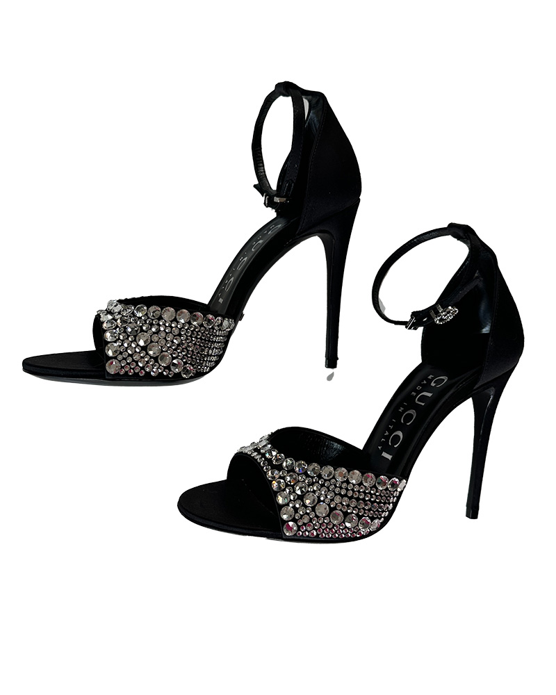 gucci sandals womens black high heels crystal