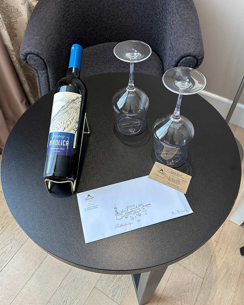 Hotel Cornaro Split croatia welcome gift Croatian wine
