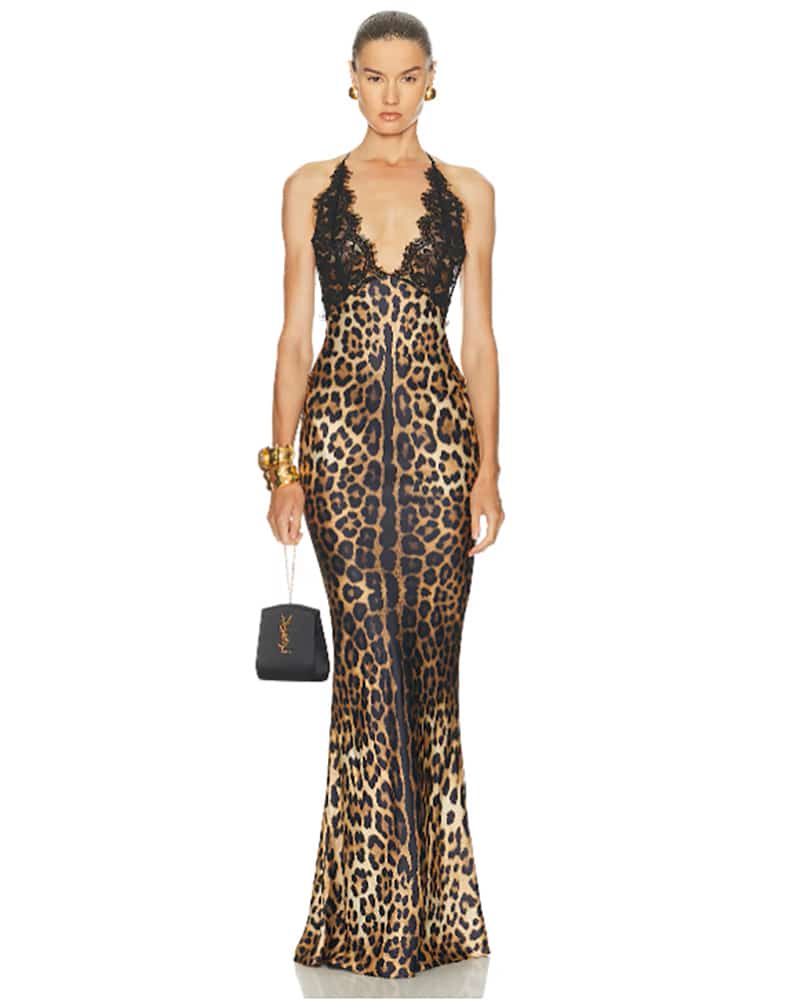 fall fashion leopard print lace maxi dress