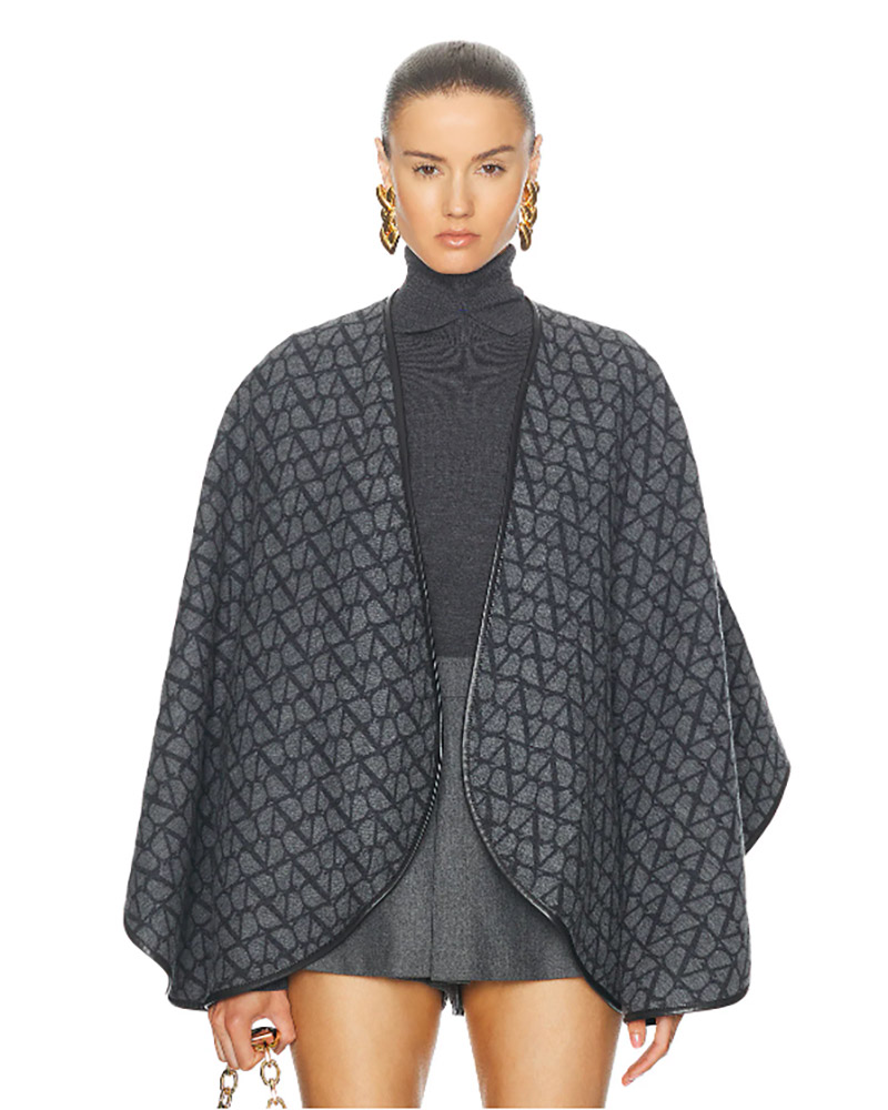 poncho in style 2024 womens fashion valentino iconograph grey